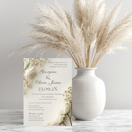 Elegante Boho Bloemen Bruiloftsinvatie Kaart