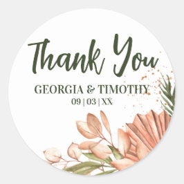 Elegante Boho Bloemen, dank je Ronde Sticker