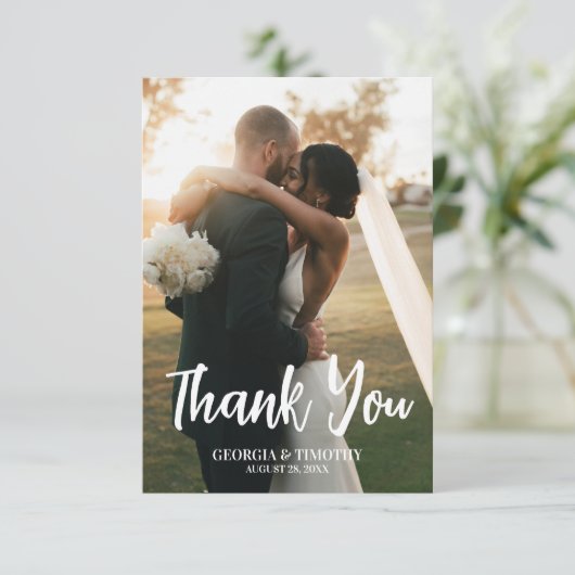 Elegante Boho bloemen, foto Bedankkaart (Staand voorkant)