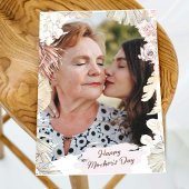 Elegante Boho Bloemen Foto Moederdag Kaart