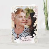 Elegante Boho Bloemen Foto Moederdag Kaart (Voorkant)
