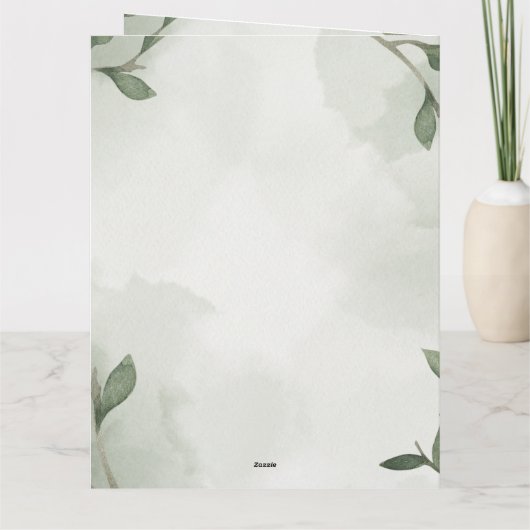 Elegante Boho Bloemen Groen Bruiloft Kaart (Achterkant)