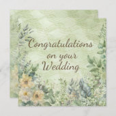 Elegante Boho Bloemen Groen Bruiloft Kaart (Voorkant / Achterkant)