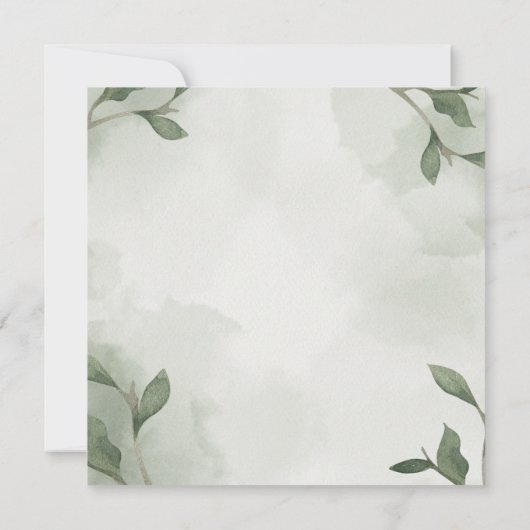 Elegante Boho Bloemen Groen Bruiloft Kaart (Achterkant)