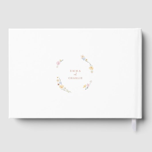 Elegante boho bloemen Kalligrafie Trouwen Gastenboek (Achterkant)