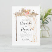 Elegante Boho Bloemen Luifel Bruiloft Kaart (Staand voorkant)
