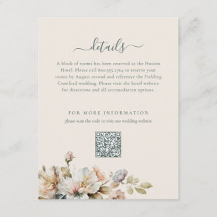 Elegante Boho  Bloemen QR Code Bruiloft Informatiekaartje