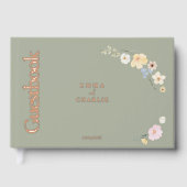 Elegante boho bloemen Sage Wedding Gastenboek (Voorkant)
