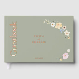 Elegante boho bloemen Sage Wedding Gastenboek