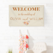 Elegante Boho Bloemen Trouwbanner Spandoek (Insitu)