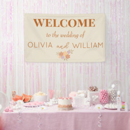 Elegante Boho Bloemen Trouwbanner Spandoek