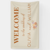 Elegante Boho Bloemen Trouwbanner Spandoek (Verticaal)