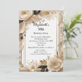 Elegante boho bloemen Verjaardagsfeest Modern Kaart (Staand voorkant)