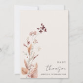 Elegante Boho Bloemen Zwangerschap Aankondiging (Voorkant)