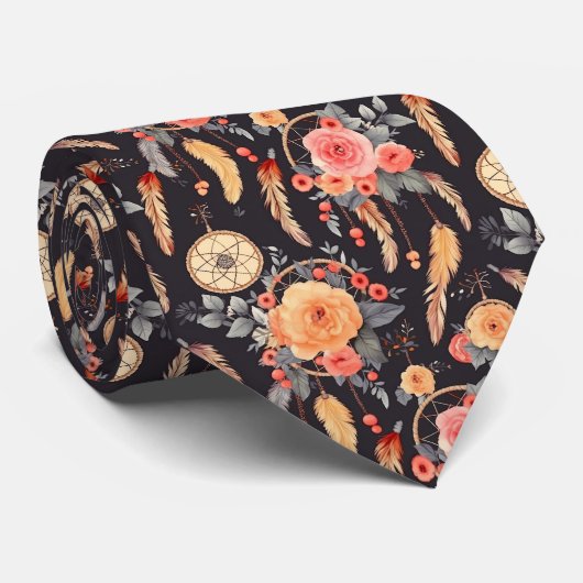 Elegante Boho bloemendroomvanger op maat Stropdas (Opgerold)