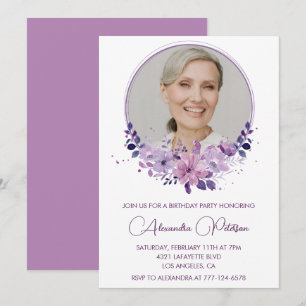 Elegante Boho bloemenfoto 87e verjaardag Kaart