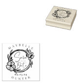 Elegante Boho bloemenkrans Save the Date Rubberstempel (Gestempeld)