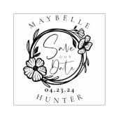 Elegante Boho bloemenkrans Save the Date Rubberstempel (Afrduk)