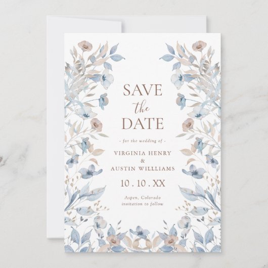 Elegante Boho Bloemenstijl Save The Date (Voorkant)