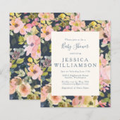 Elegante Boho-bloemige baby shower uitnodiging met (Voorkant / Achterkant)