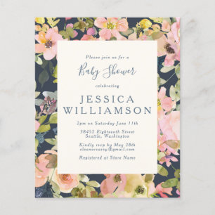 Elegante Boho-bloemige baby shower uitnodiging met