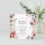 Elegante Boho Bloemige Bruidsdouche Kaart (Staand voorkant)