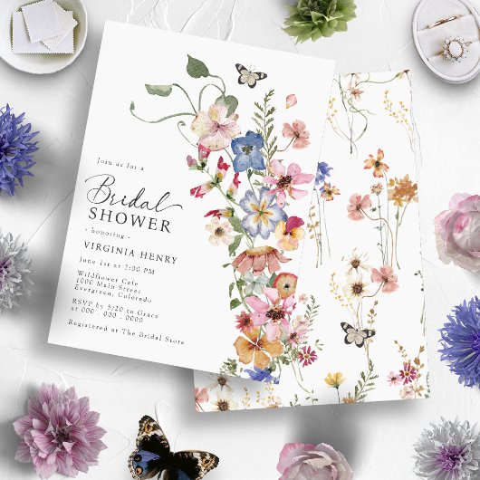 Elegante Boho Bloemige Bruidsdouche Kaart