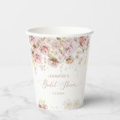 Elegante boho bloemige bruidsdouche papieren bekers (Voorkant)