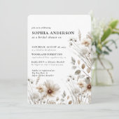 Elegante Boho Bloemige Bruidsdouche Wildflower Kaart (Staand voorkant)