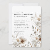Elegante Boho Bloemige Bruidsdouche Wildflower Kaart (Voorkant)