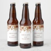 Elegante Boho Bloemige Bruiloft Bier Etiket (Flessen)
