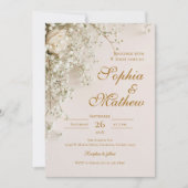 Elegante Boho Bloemige Bruiloft Kaart (Voorkant)