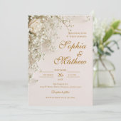 Elegante Boho Bloemige Bruiloft Kaart (Staand voorkant)