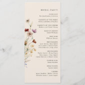 Elegante Boho Bloemige Bruiloft Programmakaart (Achterkant)
