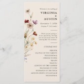Elegante Boho Bloemige Bruiloft Programmakaart (Voorkant)