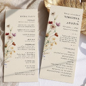 Elegante Boho Bloemige Bruiloft Programmakaart