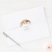 Elegante Boho Bloemige Bruiloft Ronde Sticker (Envelop)