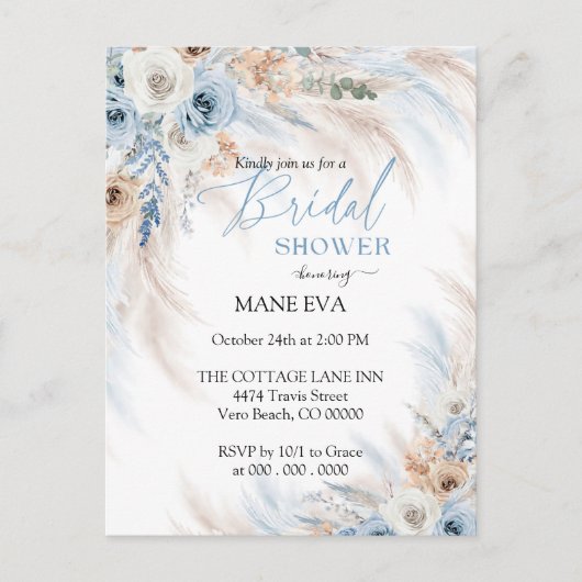 Elegante Boho Bloemige Bruiloftsdouche Briefkaart (Voorkant)