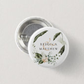 Elegante Boho Bloemige Groene Huwelijk Ronde Button 3,2 Cm (Voorkant /achterkant)