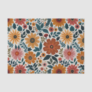 Elegante Boho Bloemige Midcentury Vintage Rode Ora Tissuepapier