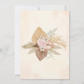 Elegante Boho Bloemige Pampagras Bruiloftsborrel Kaart (Achterkant)