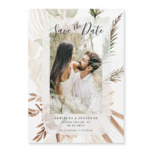 Elegante Boho Bloemige Pampas Foto Save The Date