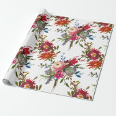 Elegante Boho Bloemige Rode Botanische Trouwcadeau Cadeaupapier (Uitgerold)