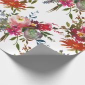 Elegante Boho Bloemige Rode Botanische Trouwcadeau Cadeaupapier (Hoek)
