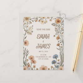 Elegante Boho Bloemige Save the Date Kaart