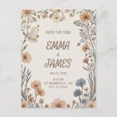 Elegante Boho Bloemige Save the Date Kaart (Voorkant)