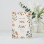 Elegante Boho Bloemige Save the Date Kaart (Staand voorkant)