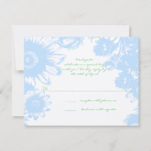 Elegante Boho Bloemige Trouw Pastel Blauw RSVP Kaartje