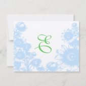 Elegante Boho Bloemige Trouw Pastel Blauwe RSVP (Achterkant)