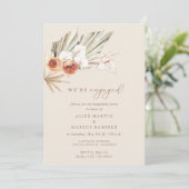 Elegante Boho Bloemige Verloving Feest Kaart (Staand voorkant)